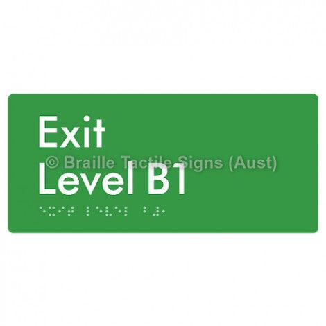 Braille Sign Exit Level B1 - Braille Tactile Signs Aust. - BTS270-B1-grn - Custom Signs - Fast Shipping - High Quality - Australian Made &amp; Owned
