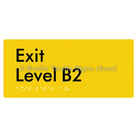 Braille Sign Exit Level B2 - Braille Tactile Signs Aust. - BTS270-B2-yel - Custom Signs - Fast Shipping - High Quality - Australian Made &amp; Owned