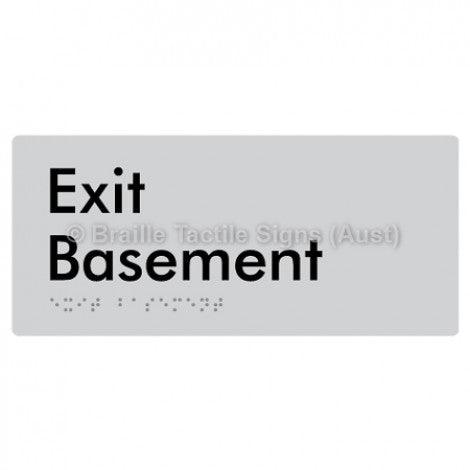 Braille Sign Exit Level Basement - Braille Tactile Signs Aust. - BTS270-BM-slv - Custom Signs - Fast Shipping - High Quality - Australian Made &amp; Owned