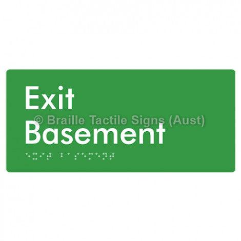 Braille Sign Exit Level Basement - Braille Tactile Signs Aust. - BTS270-BM-grn - Custom Signs - Fast Shipping - High Quality - Australian Made &amp; Owned