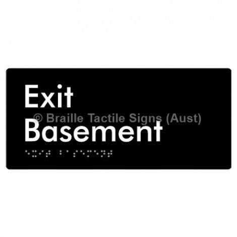 Braille Sign Exit Level Basement - Braille Tactile Signs Aust. - BTS270-BM-blk - Custom Signs - Fast Shipping - High Quality - Australian Made &amp; Owned