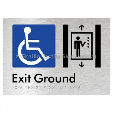 Braille Sign Exit Level Ground Via Lift - Braille Tactile Signs Aust. - BTS271-aliB - Custom Signs - Fast Shipping - High Quality - Australian Made &amp; Owned