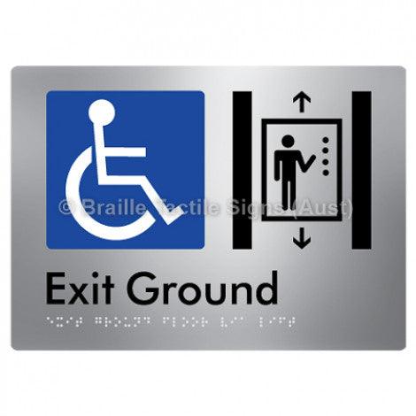 Braille Sign Exit Level Ground Via Lift - Braille Tactile Signs Aust. - BTS271-aliS - Custom Signs - Fast Shipping - High Quality - Australian Made &amp; Owned