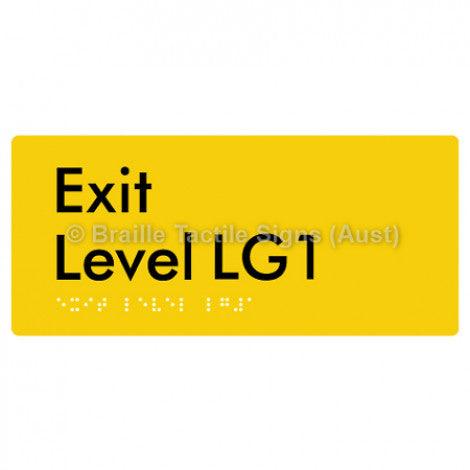 Braille Sign Exit Level LG1 - Braille Tactile Signs Aust. - BTS270-LG1-yel - Custom Signs - Fast Shipping - High Quality - Australian Made &amp; Owned