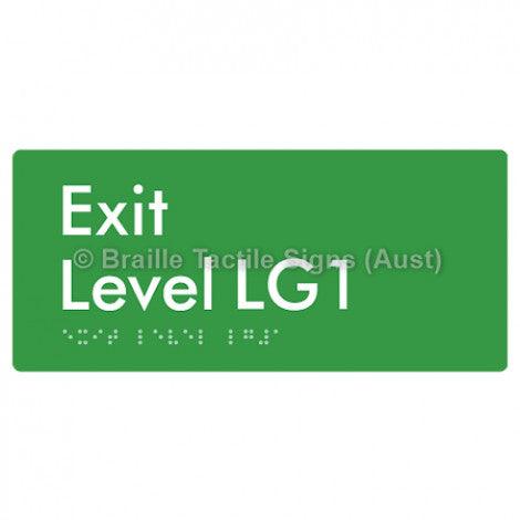 Braille Sign Exit Level LG1 - Braille Tactile Signs Aust. - BTS270-LG1-grn - Custom Signs - Fast Shipping - High Quality - Australian Made &amp; Owned