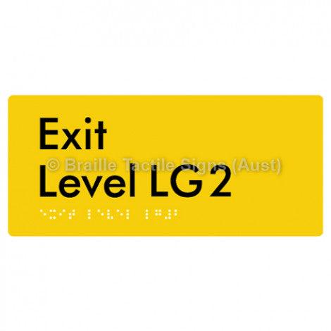 Braille Sign Exit Level LG2 - Braille Tactile Signs Aust. - BTS270-LG2-yel - Custom Signs - Fast Shipping - High Quality - Australian Made &amp; Owned