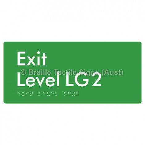 Braille Sign Exit Level LG2 - Braille Tactile Signs Aust. - BTS270-LG2-grn - Custom Signs - Fast Shipping - High Quality - Australian Made &amp; Owned