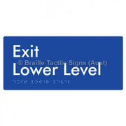 Braille Sign Exit Level Lower Level - Braille Tactile Signs Aust. - BTS270-LL-blu - Custom Signs - Fast Shipping - High Quality - Australian Made &amp; Owned