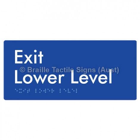Braille Sign Exit Level Lower Level - Braille Tactile Signs Aust. - BTS270-LL-blu - Custom Signs - Fast Shipping - High Quality - Australian Made &amp; Owned