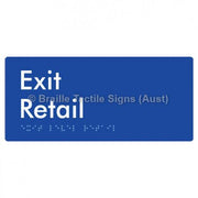 Braille Sign Exit Level Retail - Braille Tactile Signs Aust. - BTS270-R-blu - Custom Signs - Fast Shipping - High Quality - Australian Made &amp; Owned
