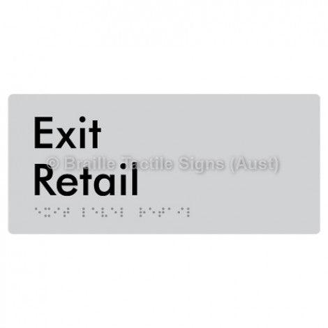Braille Sign Exit Level Retail - Braille Tactile Signs Aust. - BTS270-R-slv - Custom Signs - Fast Shipping - High Quality - Australian Made &amp; Owned