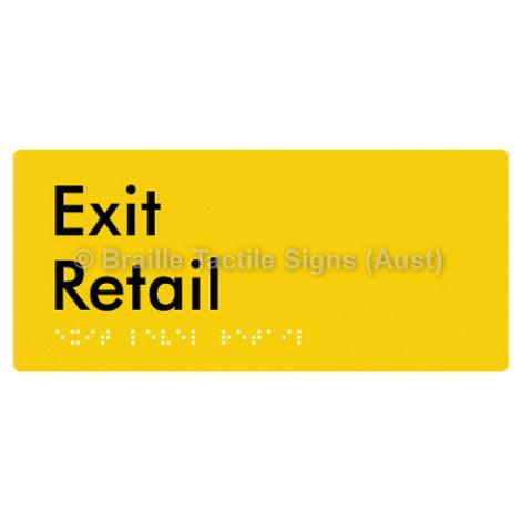 Braille Sign Exit Level Retail - Braille Tactile Signs Aust. - BTS270-R-yel - Custom Signs - Fast Shipping - High Quality - Australian Made &amp; Owned