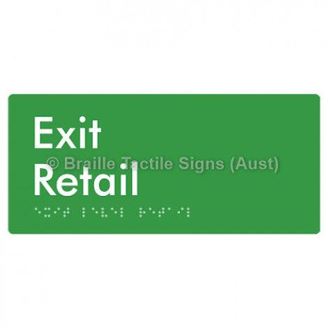 Braille Sign Exit Level Retail - Braille Tactile Signs Aust. - BTS270-R-grn - Custom Signs - Fast Shipping - High Quality - Australian Made &amp; Owned