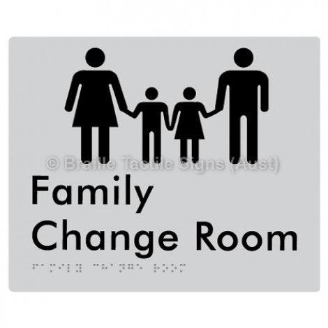 Braille Sign Family Change Room - Braille Tactile Signs Aust. - BTS293-slv - Custom Signs - Fast Shipping - High Quality - Australian Made &amp; Owned