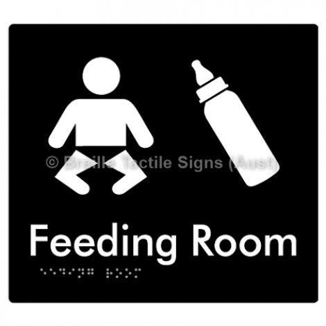 Braille Sign Feeding Room - Braille Tactile Signs Aust. - BTS109-blk - Custom Signs - Fast Shipping - High Quality - Australian Made &amp; Owned