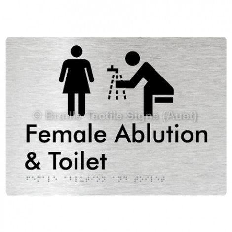 Braille Sign Female Ablution & Toilet - Braille Tactile Signs Aust. - BTS319-aliB - Custom Signs - Fast Shipping - High Quality - Australian Made &amp; Owned