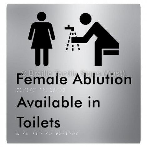 Braille Sign Female Ablution Available in Toilets - Braille Tactile Signs Aust. - BTS323-aliS - Custom Signs - Fast Shipping - High Quality - Australian Made &amp; Owned