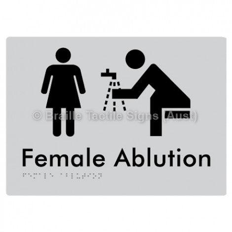 Braille Sign Female Ablution - Braille Tactile Signs Aust. - BTS317-slv - Custom Signs - Fast Shipping - High Quality - Australian Made &amp; Owned