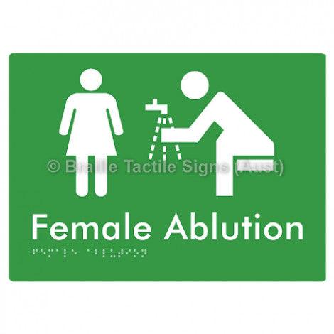 Braille Sign Female Ablution - Braille Tactile Signs Aust. - BTS317-grn - Custom Signs - Fast Shipping - High Quality - Australian Made &amp; Owned