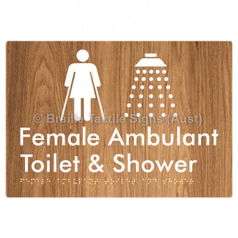 Braille Sign Female Ambulant Toilet & Shower - Braille Tactile Signs Aust. - BTS230-wdg - Custom Signs - Fast Shipping - High Quality - Australian Made &amp; Owned