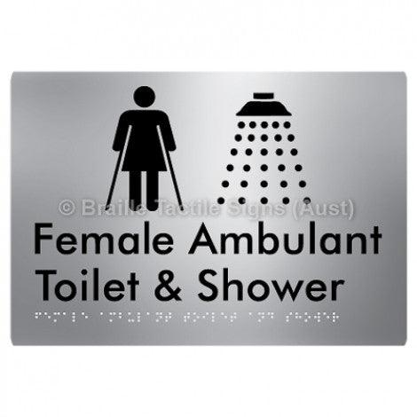 Braille Sign Female Ambulant Toilet & Shower - Braille Tactile Signs Aust. - BTS230-aliS - Custom Signs - Fast Shipping - High Quality - Australian Made &amp; Owned