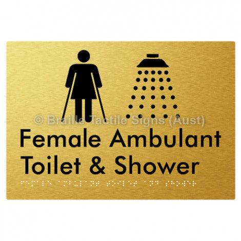 Braille Sign Female Ambulant Toilet & Shower - Braille Tactile Signs Aust. - BTS230-aliG - Custom Signs - Fast Shipping - High Quality - Australian Made &amp; Owned