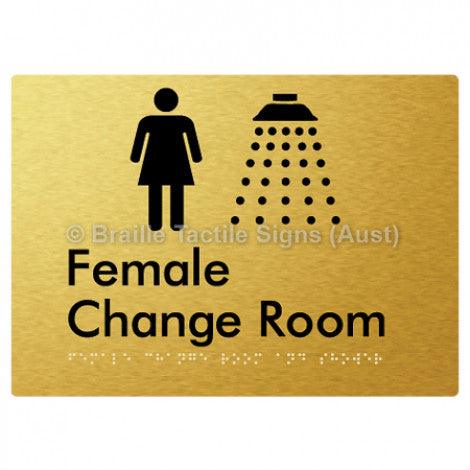 Braille Sign Female Change Room and Shower - Braille Tactile Signs Aust. - BTS374-aliG - Custom Signs - Fast Shipping - High Quality - Australian Made &amp; Owned