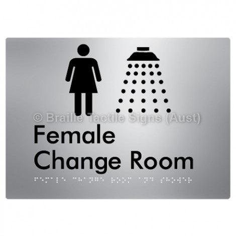 Braille Sign Female Change Room and Shower - Braille Tactile Signs Aust. - BTS374-aliS - Custom Signs - Fast Shipping - High Quality - Australian Made &amp; Owned