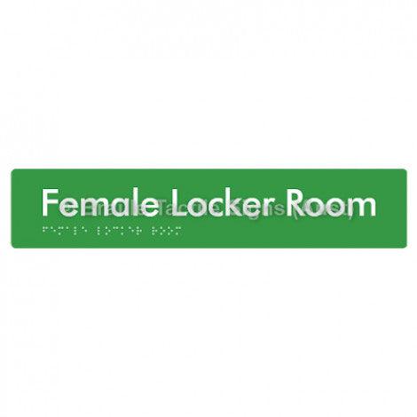 Braille Sign Female Locker Room - Braille Tactile Signs Aust. - BTS147-grn - Custom Signs - Fast Shipping - High Quality - Australian Made &amp; Owned