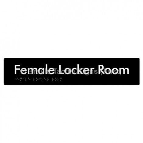 Braille Sign Female Locker Room - Braille Tactile Signs Aust. - BTS147-blk - Custom Signs - Fast Shipping - High Quality - Australian Made &amp; Owned