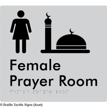 Braille Sign Female Prayer Room - Braille Tactile Signs Aust. - BTS325-slv - Custom Signs - Fast Shipping - High Quality - Australian Made &amp; Owned