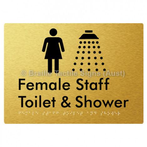 Braille Sign Female Staff Toilet and Shower - Braille Tactile Signs Aust. - BTS346-aliG - Custom Signs - Fast Shipping - High Quality - Australian Made &amp; Owned