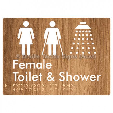 Braille Sign Female Toilet & Shower with Ambulant Facilities - Braille Tactile Signs Aust. - BTS305-wdg - Custom Signs - Fast Shipping - High Quality - Australian Made &amp; Owned