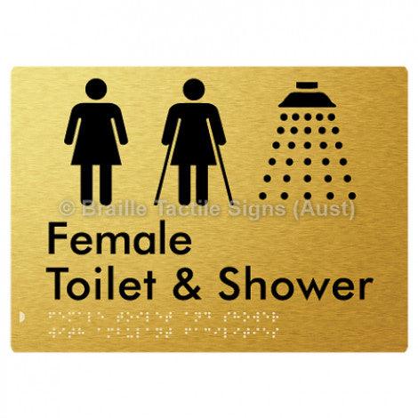 Braille Sign Female Toilet & Shower with Ambulant Facilities - Braille Tactile Signs Aust. - BTS305-aliG - Custom Signs - Fast Shipping - High Quality - Australian Made &amp; Owned