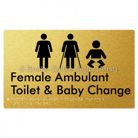 Braille Sign Female Toilet with Ambulant Cubicle and Baby Change - Braille Tactile Signs Aust. - BTS358-aliG - Custom Signs - Fast Shipping - High Quality - Australian Made &amp; Owned