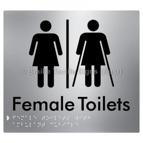 Braille Sign Female Toilets with Ambulant Cubicle w/ Air Lock - Braille Tactile Signs Aust. - BTS235-AL-aliS - Custom Signs - Fast Shipping - High Quality - Australian Made &amp; Owned