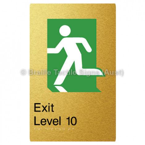 Braille Sign Fire Exit Level 10 - Braille Tactile Signs Aust. - BTS279-10-aliG - Custom Signs - Fast Shipping - High Quality - Australian Made &amp; Owned