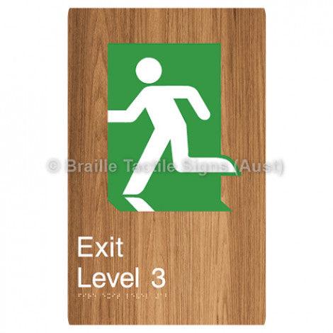 Braille Sign Fire Exit Level 3 - Braille Tactile Signs Aust. - BTS279-03-wdg - Custom Signs - Fast Shipping - High Quality - Australian Made &amp; Owned