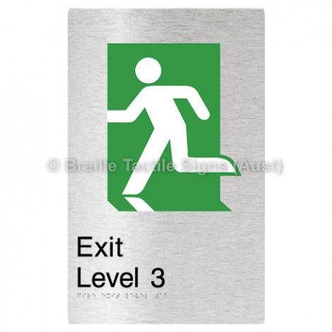 Braille Sign Fire Exit Level 3 - Braille Tactile Signs Aust. - BTS279-03-aliB - Custom Signs - Fast Shipping - High Quality - Australian Made &amp; Owned