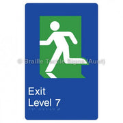 Braille Sign Fire Exit Level 7 - Braille Tactile Signs Aust. - BTS279-07-blu - Custom Signs - Fast Shipping - High Quality - Australian Made &amp; Owned