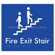 Braille Sign Fire Exit Stair - Braille Tactile Signs Aust. - BTS108-blu - Custom Signs - Fast Shipping - High Quality - Australian Made &amp; Owned