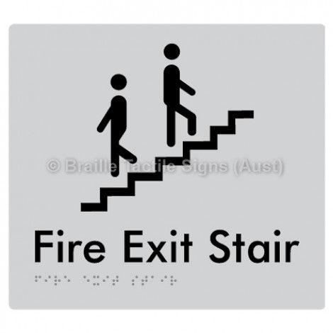 Braille Sign Fire Exit Stair - Braille Tactile Signs Aust. - BTS108-slv - Custom Signs - Fast Shipping - High Quality - Australian Made &amp; Owned