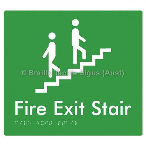 Braille Sign Fire Exit Stair - Braille Tactile Signs Aust. - BTS108-grn - Custom Signs - Fast Shipping - High Quality - Australian Made &amp; Owned