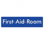 Braille Sign First Aid Room - Braille Tactile Signs Aust. - BTS55-blu - Custom Signs - Fast Shipping - High Quality - Australian Made &amp; Owned