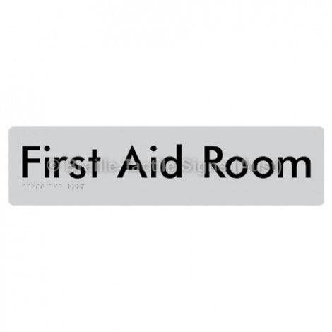 Braille Sign First Aid Room - Braille Tactile Signs Aust. - BTS55-slv - Custom Signs - Fast Shipping - High Quality - Australian Made &amp; Owned