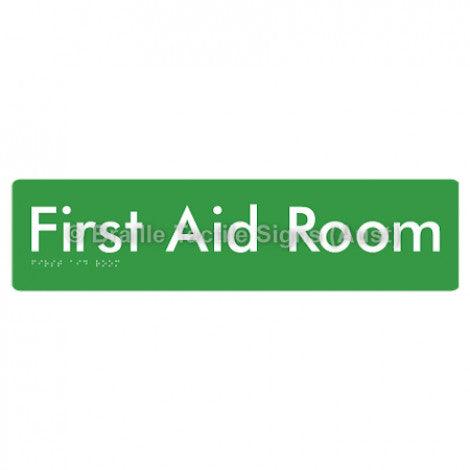 Braille Sign First Aid Room - Braille Tactile Signs Aust. - BTS55-grn - Custom Signs - Fast Shipping - High Quality - Australian Made &amp; Owned