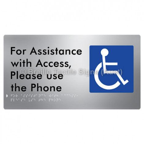 Braille Sign For Assistance with Access, Please use the Phone - Braille Tactile Signs Aust. - BTS280-aliS - Custom Signs - Fast Shipping - High Quality - Australian Made &amp; Owned