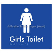 Braille Sign Girls Toilet - Braille Tactile Signs Aust. - BTS45n-blu - Custom Signs - Fast Shipping - High Quality - Australian Made &amp; Owned