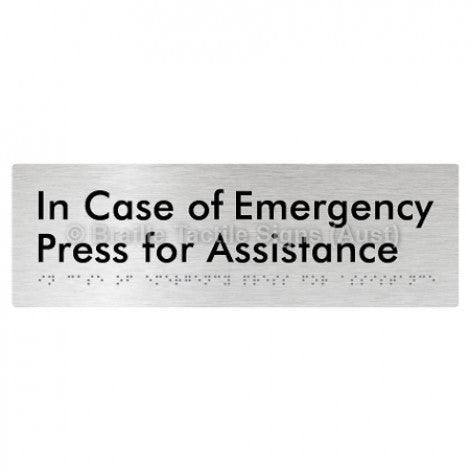 Braille Sign In Case of Emergency Press for Assistance - Braille Tactile Signs Aust. - BTS188-aliB - Custom Signs - Fast Shipping - High Quality - Australian Made &amp; Owned