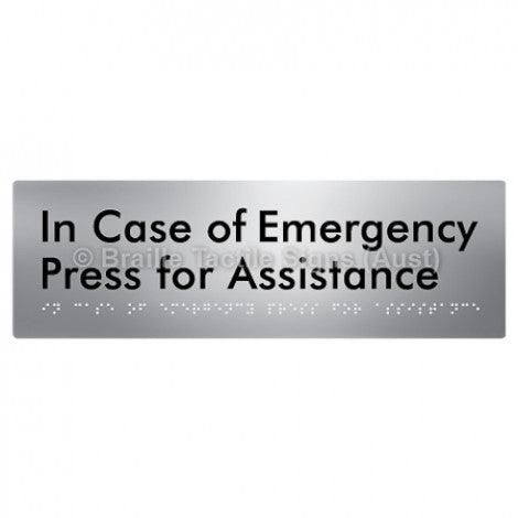 Braille Sign In Case of Emergency Press for Assistance - Braille Tactile Signs Aust. - BTS188-aliS - Custom Signs - Fast Shipping - High Quality - Australian Made &amp; Owned